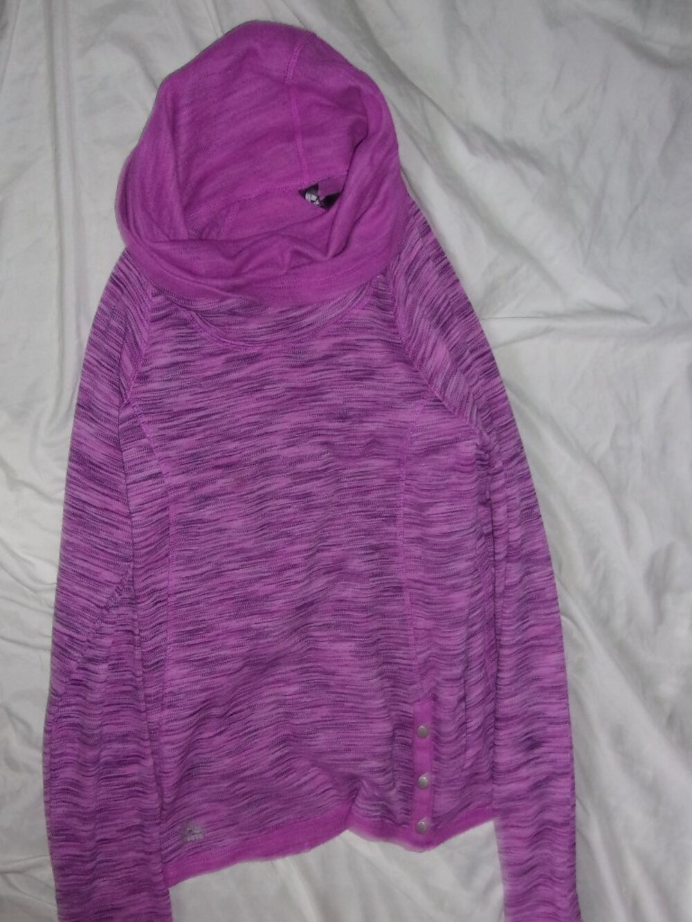 size medium womens athletic shirt active wear long sleeve fleece  purple